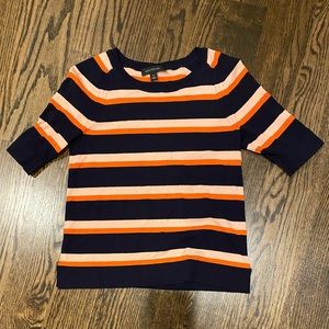 Ann Taylor orange black and white striped sweater